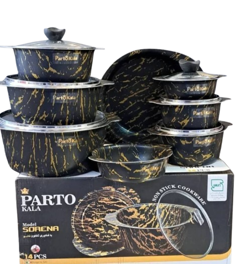 سرویس قابلمه ۱۴ پارچه مدل سورنا از برند پرتو نچسب