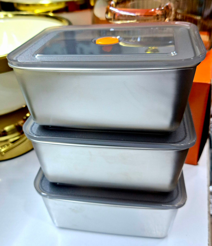 خريدپک 3 تایی ظروف نگهدارنده استیل جعبه دار