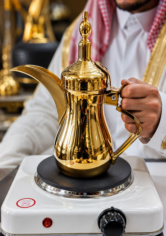 دله عربي وارداتي استيل رنگ طلايي درخشان ثابت