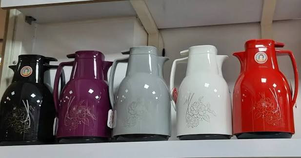 Romantic Home 2 Liter Vacuum Flask with Imported Red Glass Liner and Push Button Lid