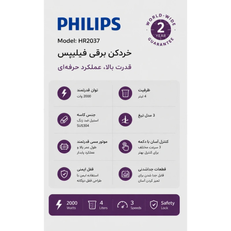 Philips HR2037 double bowl food chopper