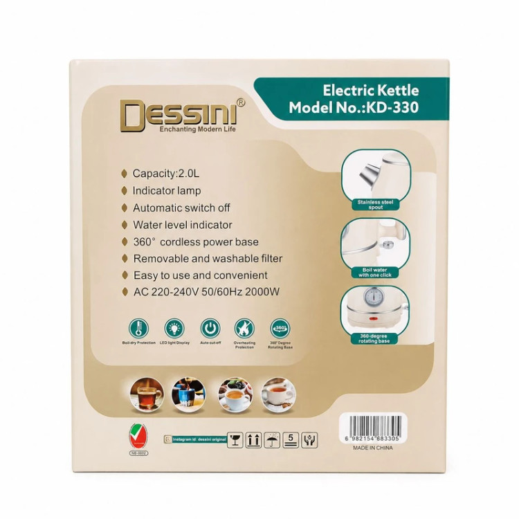 Dessini KD-330 2L 2000W Electric Kettle