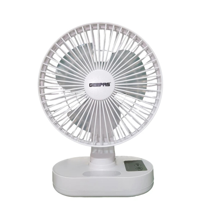 GEEPAS GF21157 rechargeable fan with LED light
