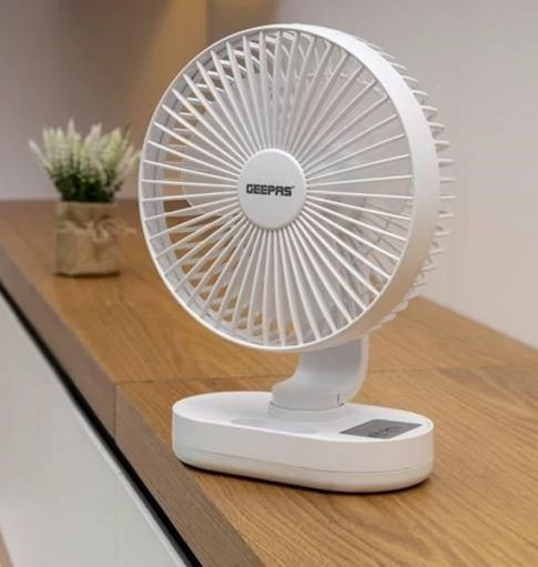GEEPAS GF21157 rechargeable fan with LED light