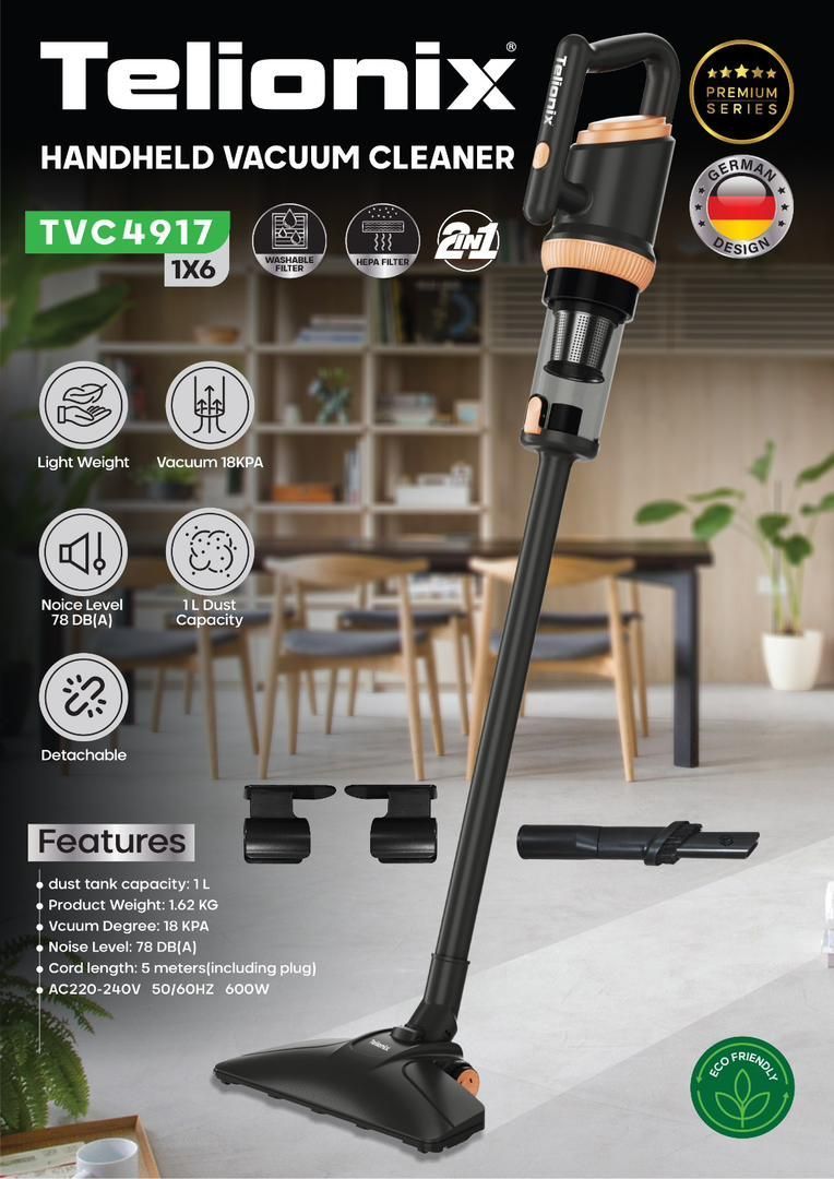 جاروبرقی عصایی سیمی تلیونیکس مدل TVC4917؛ قدرت مکش بالا و طراحی ۲ در ۱ هوشمند