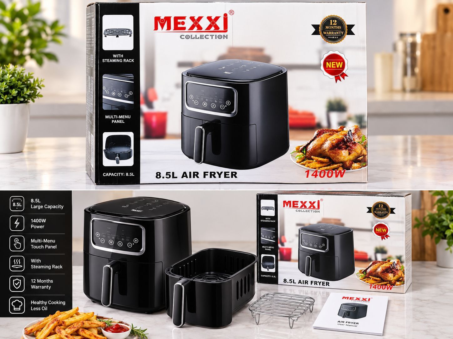 سرخ کن بدون روغن مکسی مدل FRYER-90 با ظرفیت 8.5 لیتر